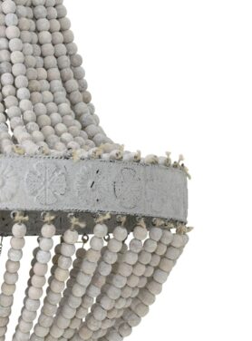 Hanglamp kralen hout wit 3