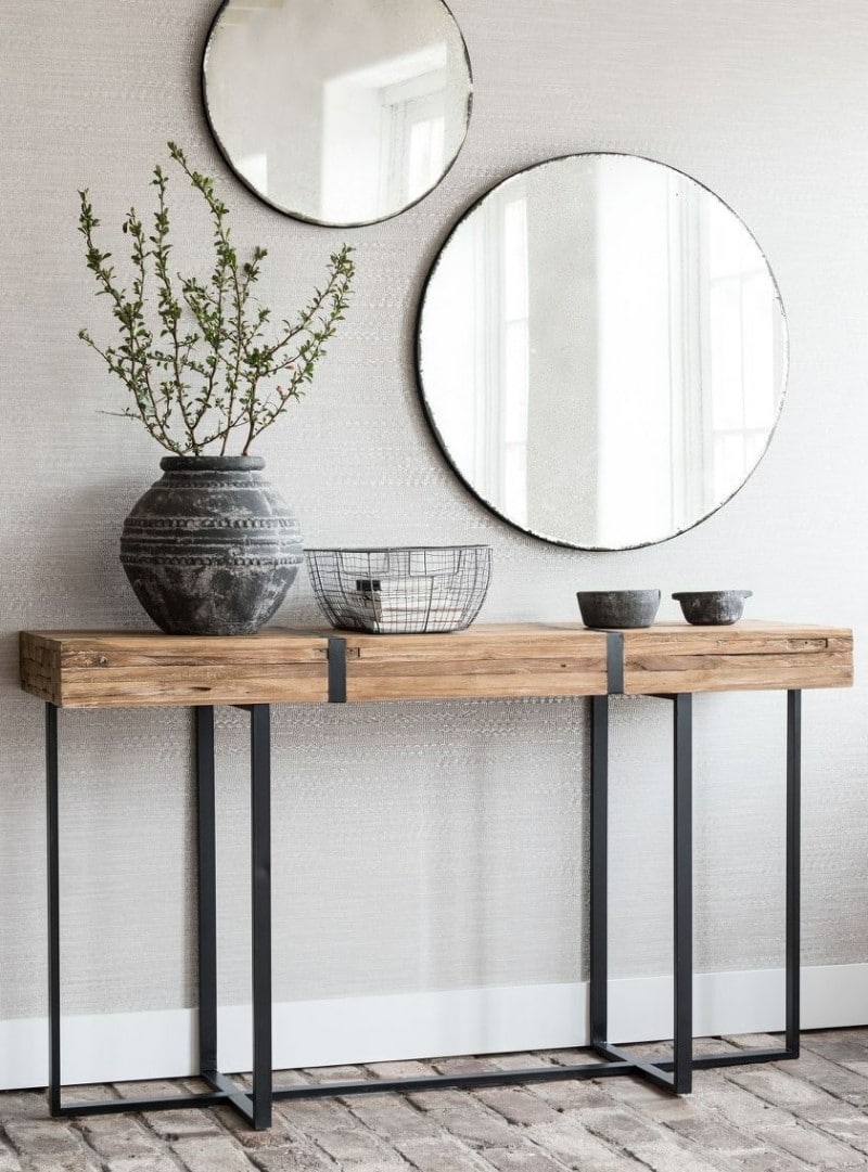 Houten sidetable industrieel - Console table teak Houten sidetable industrieel - Console table teak