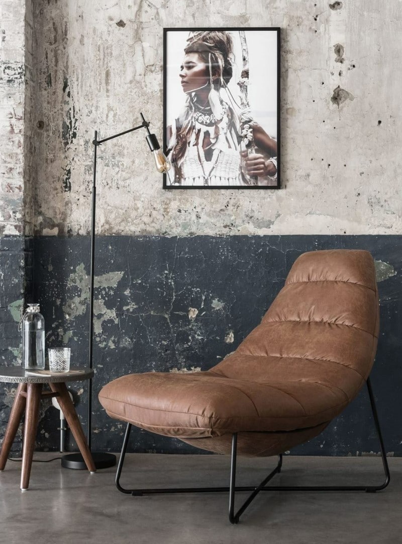 Fauteuil blaze cognac Fauteuil-blaze-cognac leer zwarte stalen poten