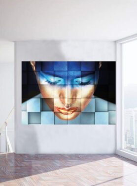 schilderij aluminium alu art vrouw blauw