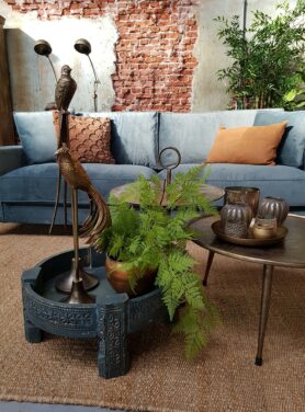 Salontafel antiek brons metaal rond