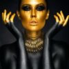 schilderij aluminium vrouw zwart goud - alu art