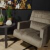 Fauteuil-Yannick taupe stof patroon met armleuning