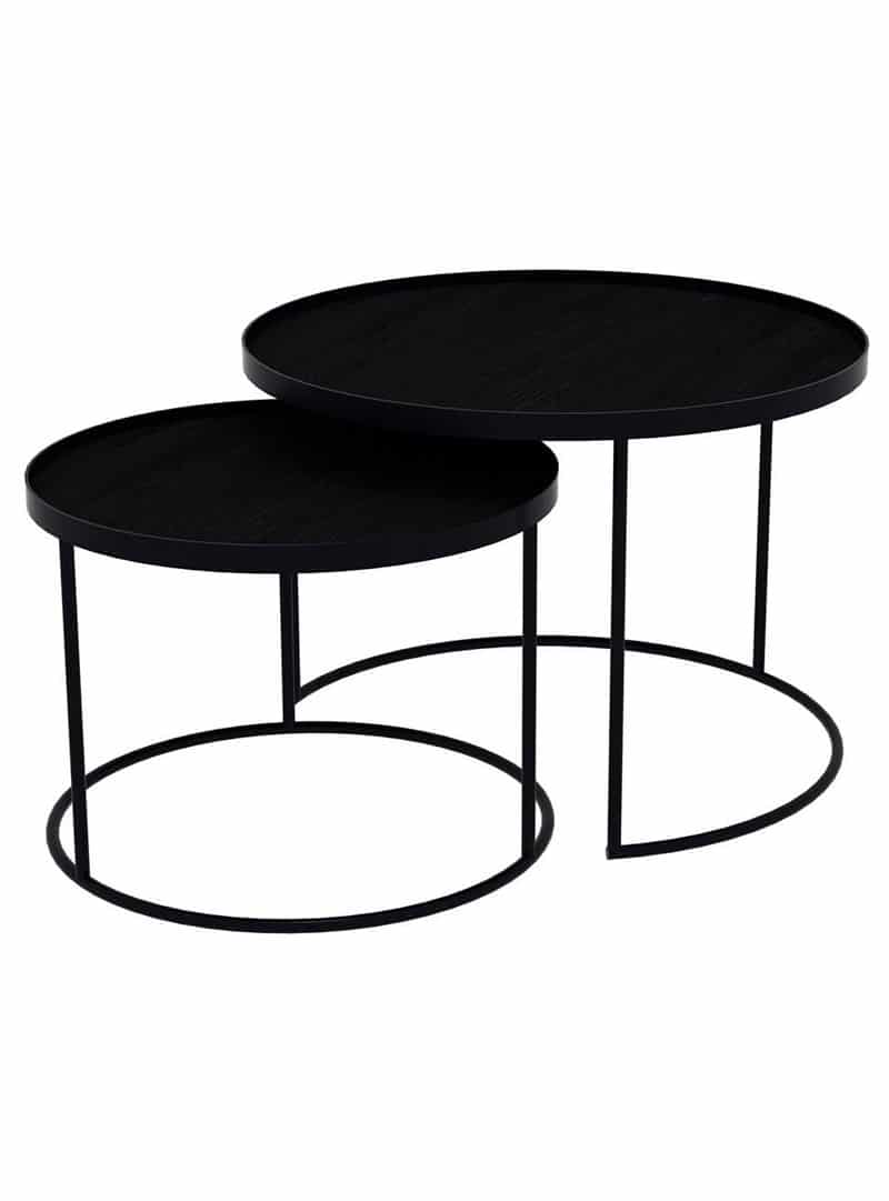 Ruwe olie Onderhoudbaar Redding Notre Monde Round Tray Tables - sets van 2 - Pure Wood