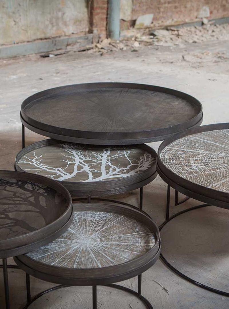 Glad Sijpelen Rechtzetten Notre Monde Round Tray Tables - sets van 2 - Pure Wood