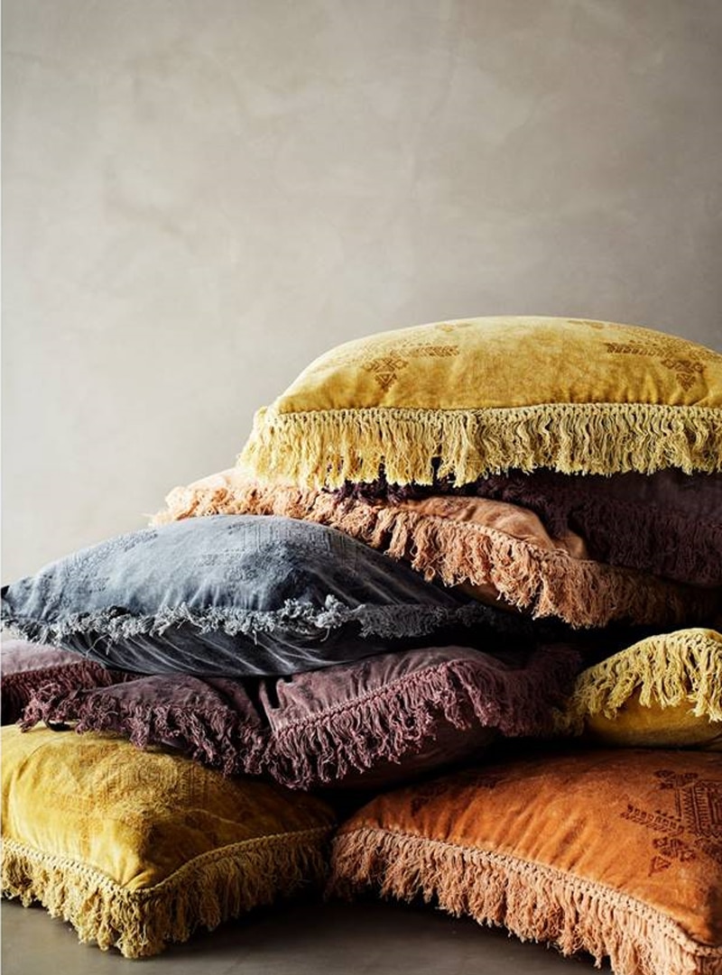 Sierkussen cotton velvet printed grijs madam stoltz Sierkussen cotton velvet printed grijs madam stoltz