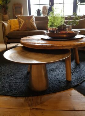 Salontafel-rustiek-rond-goud