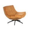 fauteuil bruin leer met zwarte poten