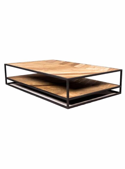 OMG-ROF-010 houten salontafel met zwart onderstel