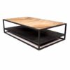 houten visgraat salontafel met zwart staal