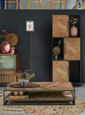 ROF010 salontafel Gusj teakhout industrieel