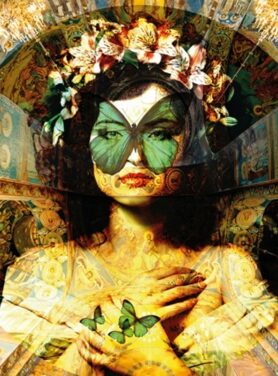 Schilderij vrouw met vlinder - Alu art Annabel