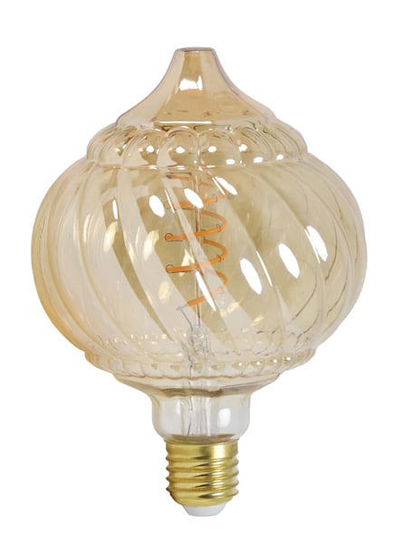 Deco-LED-globe-12,5x17,5-cm-BAROQUE-4W-amber-E27-dimbaar