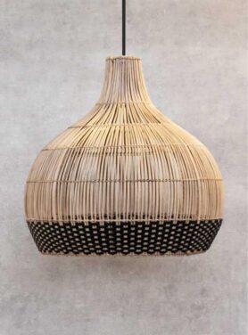 Rotan hanglamp met zwarte rand