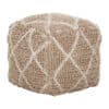 Poef Beige Geruit Wol