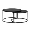 ronde zwarte salontafel set rustiek