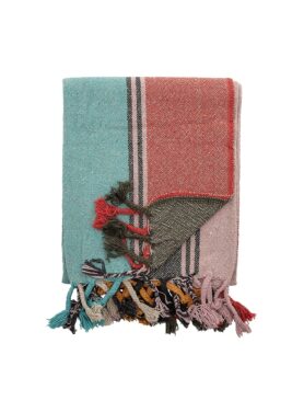 Bloomingville plaid multicolor met franjes