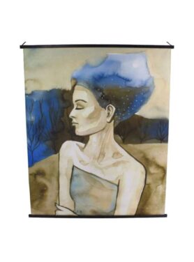 wandkleed-woman-blue