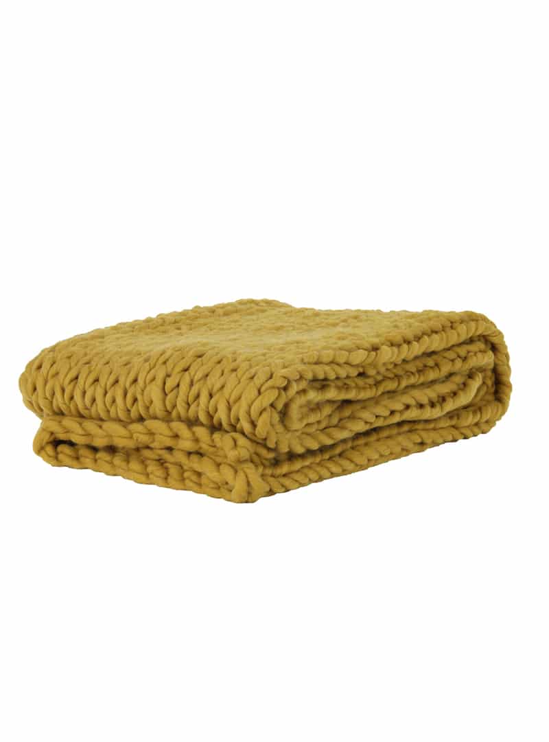 Napier Teken Dank je Plaid knitted okergeel - Pure Wood