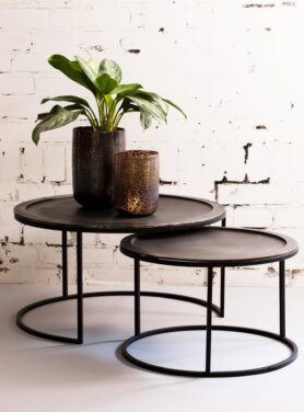 zwarte salontafel deep edge industrieel rond