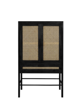 Houten kast Zwart met webbing naturel