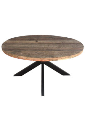 Ronde eettafel massief hout zwarte poten