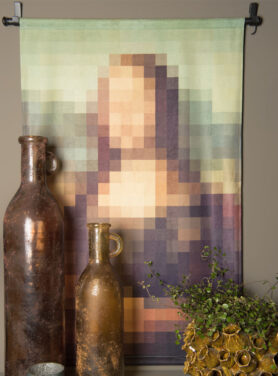 Wandkleed mona lisa green blurred