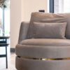 Fauteuil Kylie velvet goud staal chique taupe