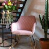 velvet Schommelstoel Rocky roze patroon schommelstoel