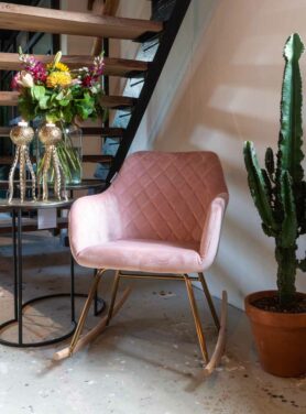 velvet Schommelstoel Rocky roze patroon schommelstoel