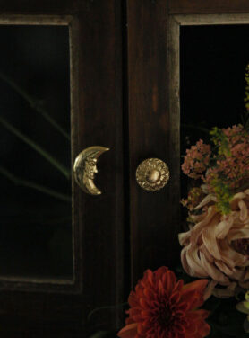 Kastknopjes Maan En Bloem Gouden Kleur