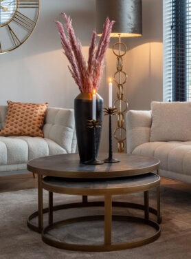 Richmond Salontafel Blackbone Brass Set Van 2 visgraat motief