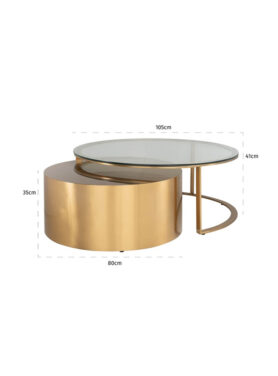 Richmond Salontafel Orlan Set Van 2 (gold) Afmetingen