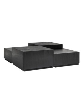 Richmond zwarte houten Salontafel Tetrad Set van 4