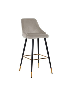 Barstoel Beige Velvet Gecapitonneerd