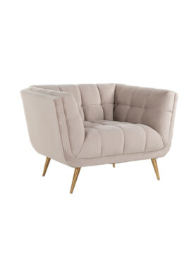 Beige Velvet Fauteuil Richmond Huxley