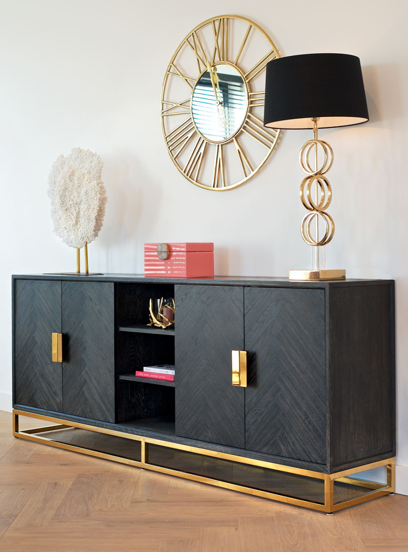 Blackbone Zwart Dressoir Met Visgraatmotief