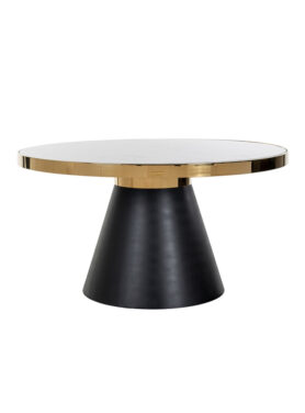 Ronde Eettafel Wit Marmer Blad En Zwarte Poot