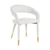 wit boucle stof eetkamerstoel