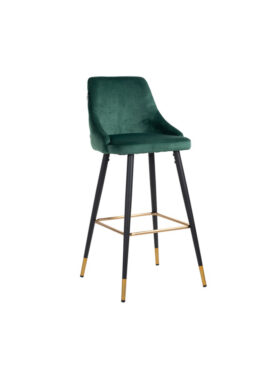 Velvet Groene Barstoel Met Gouden Pootjes
