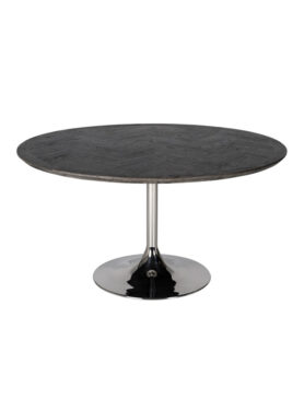 Visgraat Eettafel Rond Zwart