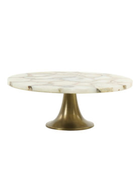 Schaal op gouden voet wit agaat