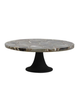 Schaal op zwarte voet agaat bruin