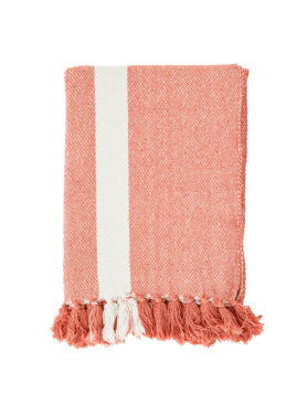 Striped Woven Throw Met Fringes Coral Jpg