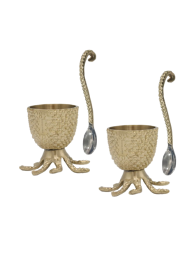 Eierdopjes Met Lepeltje Goud In Octo Vorm