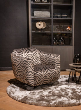 Fauteuil Cindy stof malawi leder zebra print velvet