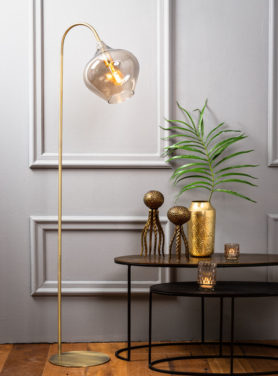 vloerlamp raffie glas bronskleurig smoke bulb