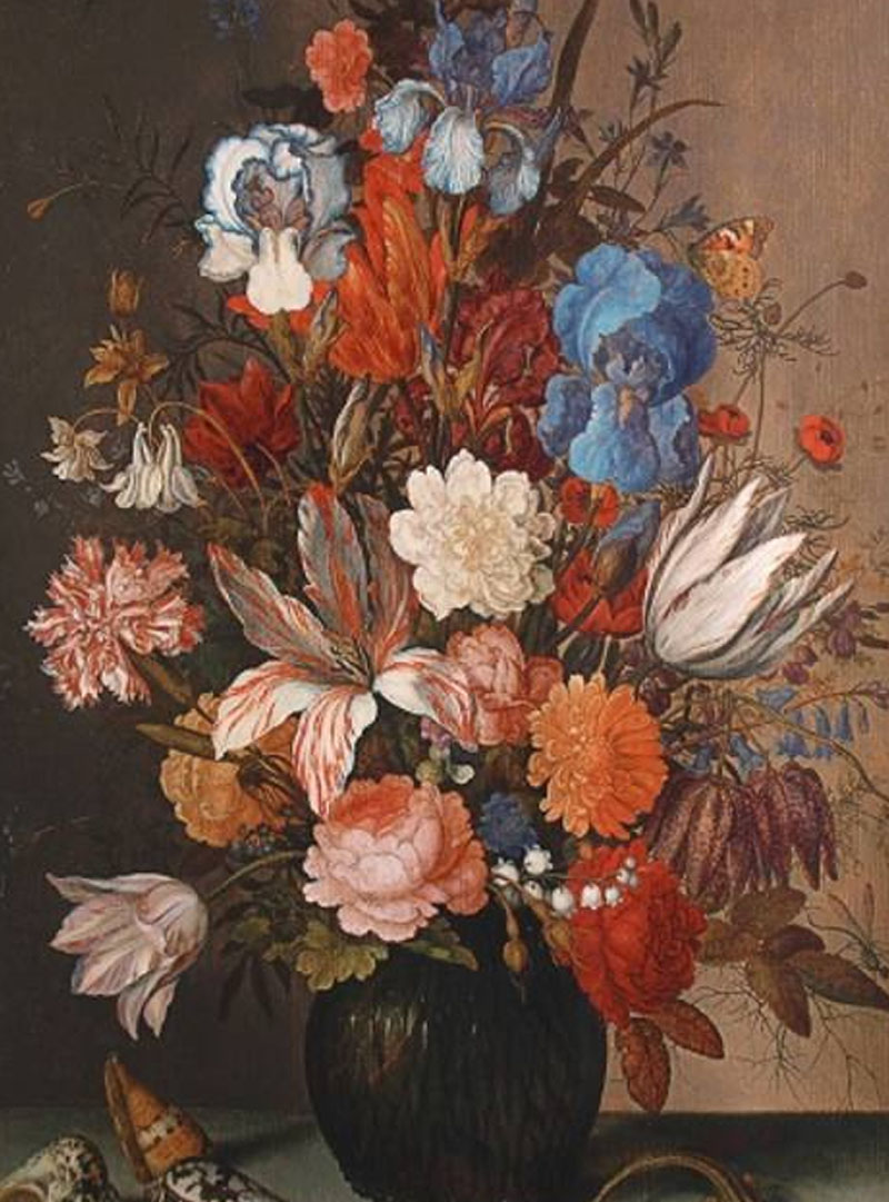 Wandkleed bloemen vaas klassiek