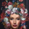 Wandkleed Woman Flowers - gezicht met bloemenhaar