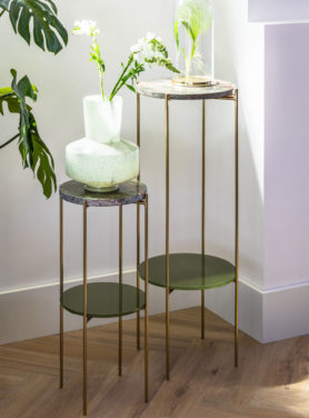 Zuil Marmer groen goud set van twee